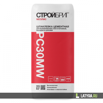 Шпатлевка цементная Стройбриг Меолис PC30 MW белая 20 кг