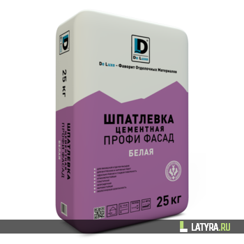 Шпатлевка цементная De Luxe Профи Фасад белая 25 кг