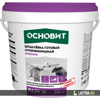 Шпатлевка готовая суперфинишная Основит Элисилк PA39 W 28 кг
