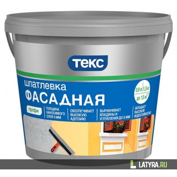 Шпатлевка фасадная акрилатная Текс Профи 1,5 кг
