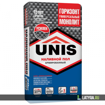 Ровнитель для пола Unis Горизонт Универсальный Монолит армированный 20 кг