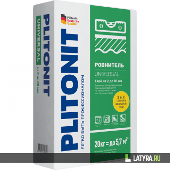 Ровнитель для пола Plitonit Universal быстротвердеющий самовыравнивающийся 20 кг