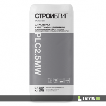 Штукатурка цементно-известковая Стройбриг Танилит PLC 2.5 MW белая 25 кг