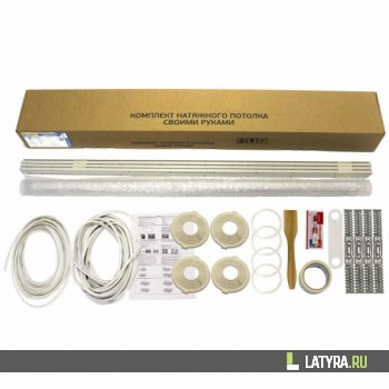 Комплект натяжного потолка 1.9*3.8м, Бежевый сатин
