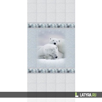 Стеновая панель ПВХ Novita 3D Зимняя сказка Медведь (мерц.) (узор) 250х2700х9 мм