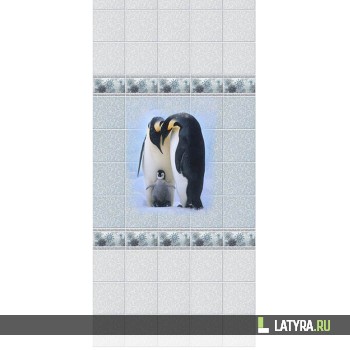 Стеновая панель ПВХ Novita 3D Зимняя сказка Пингвин (мерц.) (узор) 250х2700х9 мм