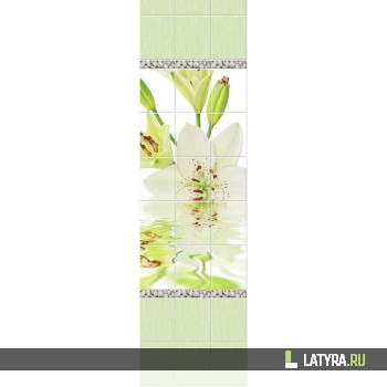 Стеновая панель ПВХ Novita 3D Мадлен/Лилия грин (узор) 250х2700х9 мм