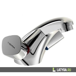 Смеситель для умывальника Vidima Квадро металлические маховики литой излив хром